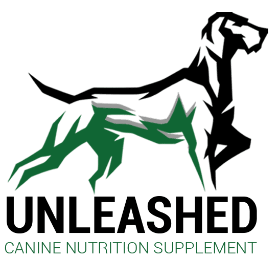 UNLEASHED by Outlaw Nutrition canine supplement bag surrounded by antioxidant berries