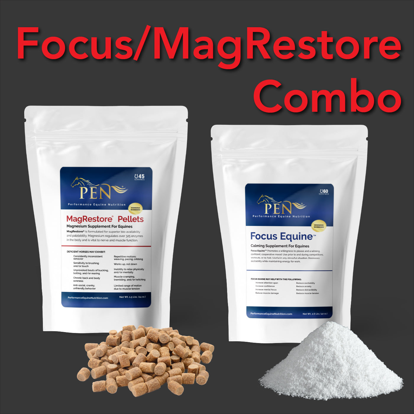 Focus and MagRestore combo pack by Performance Equine Nutrition