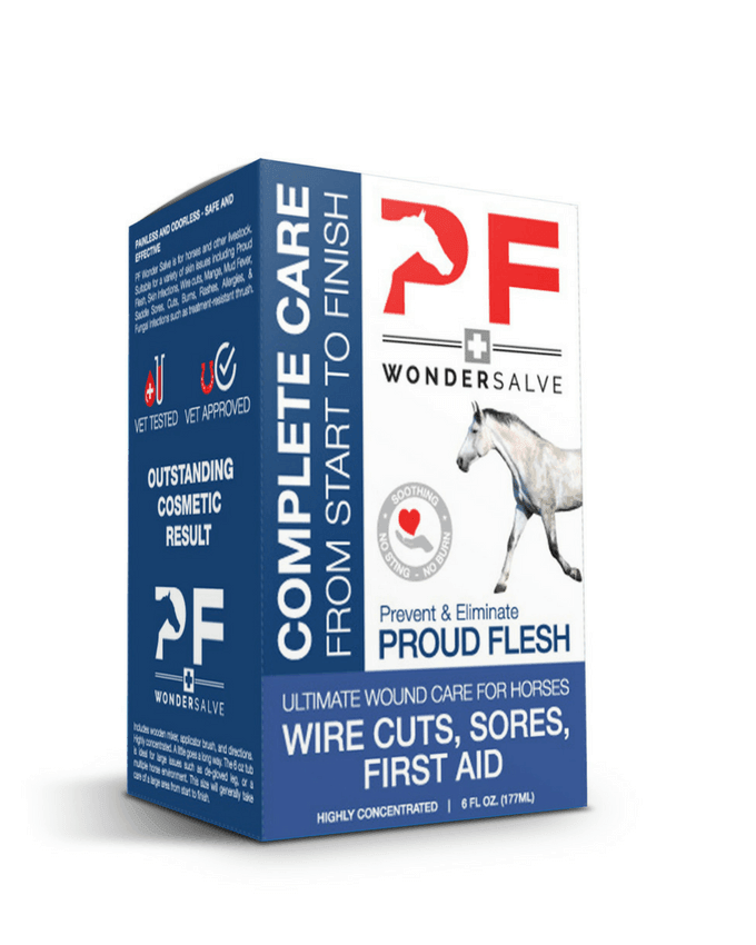 P.F. WonderSalve 6 oz jar with box for horse wound treatment