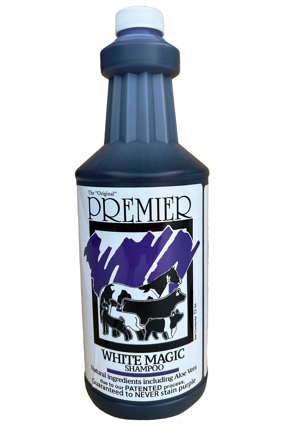 Premier White Magic Shampoo quart bottle with aloe vera for brightening light coats
