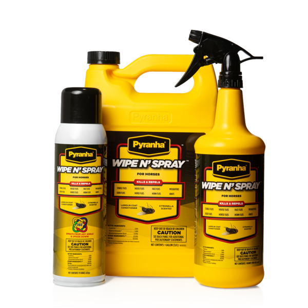 Pyranha Wipe N' Spray fly spray bottle for horses