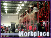 Rapid Cool misting system cooling a commercial outdoor work area