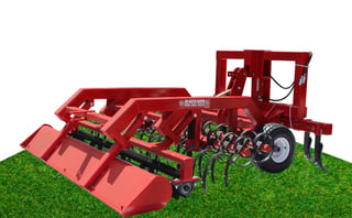 Red Master T-Rex all-in-one arena harrow fitted with ripper attachment