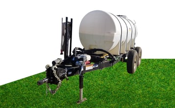 Red Master Harrow water wagon for arena dust control, 500 and 1000 gallon