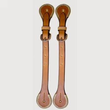 Riata Leather Western spur strap with rawhide edging