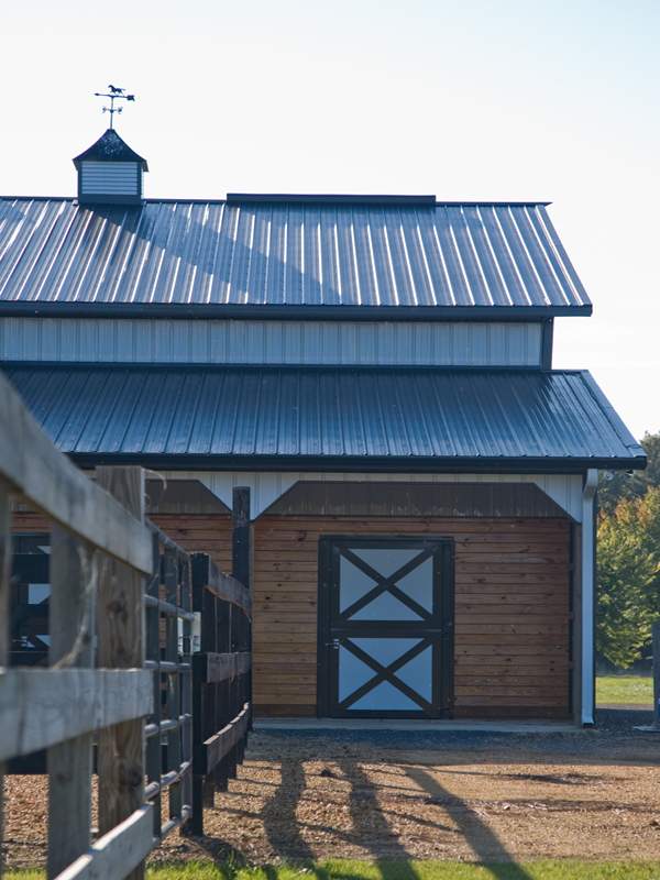 Rigidply Rafters powder-coated steel Dutch barn door with horse-safe latch