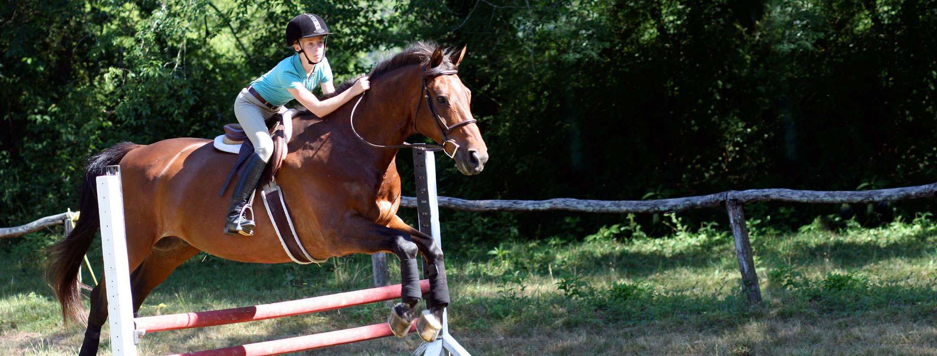 Girls horseback riding at Rockbrook Equestrian Camp in the western North Carolina mountains