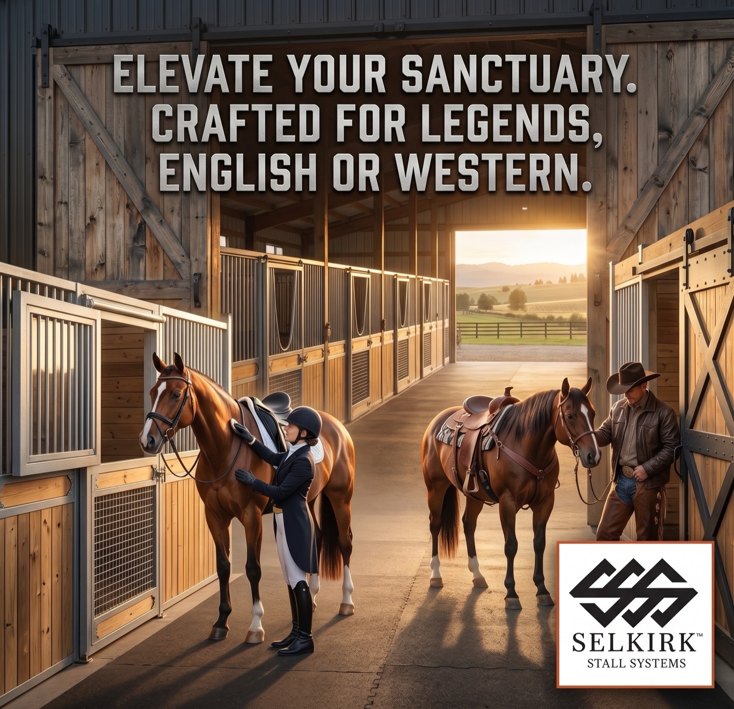 Selkirk Stall Systems — custom horse stalls and barn kits crafted for English and Western horse owners alike