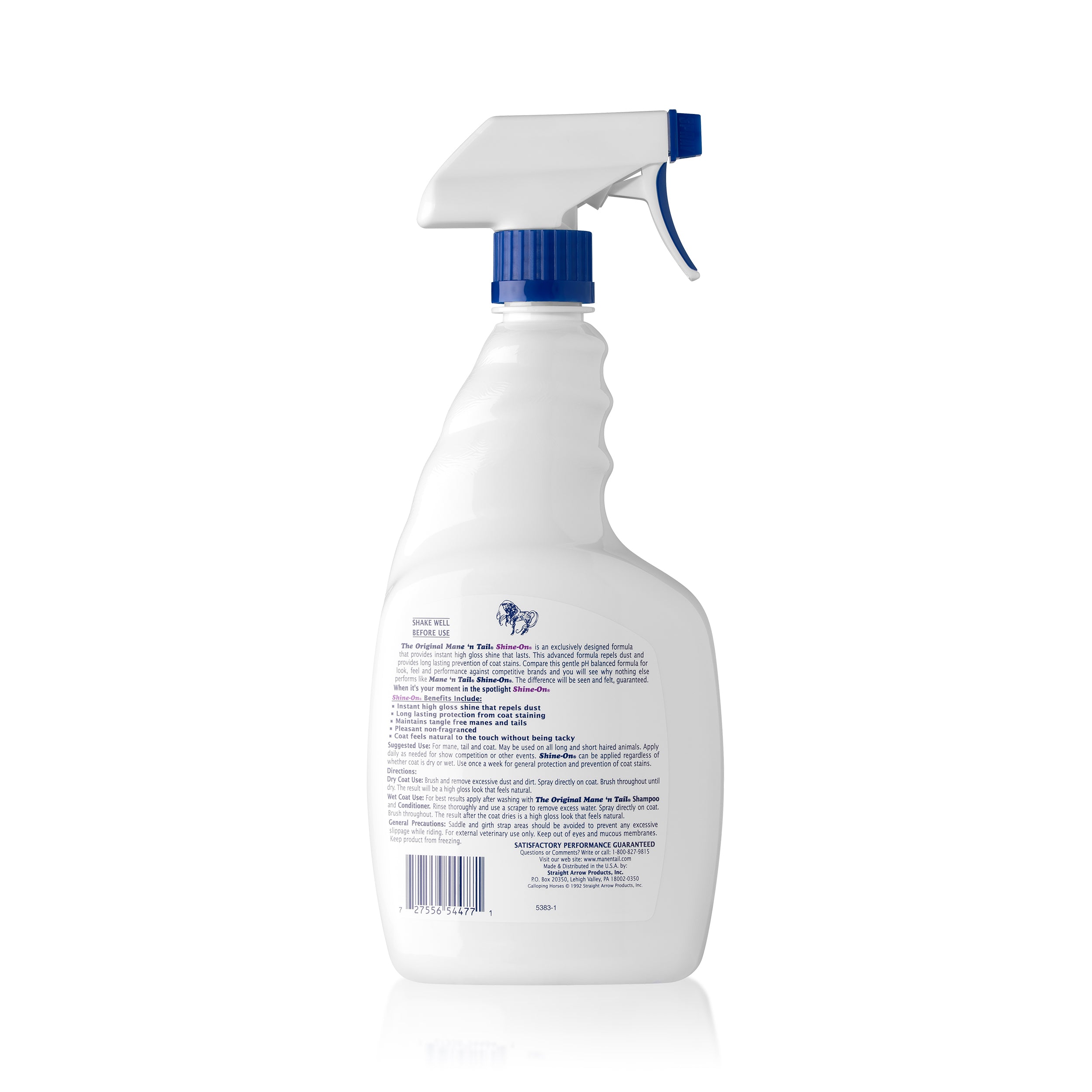 Shine On 32 oz coat polish spray back label directions and benefits Mane n Tail Equine