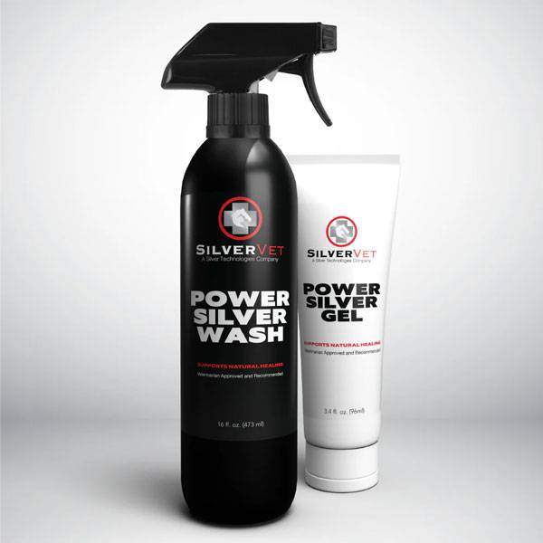 Bottle of SilverVet Power Silver Wash nano-silver wound cleanser for horses