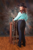 Woman wearing Smooth Stride Full Seat horseback riding jeans