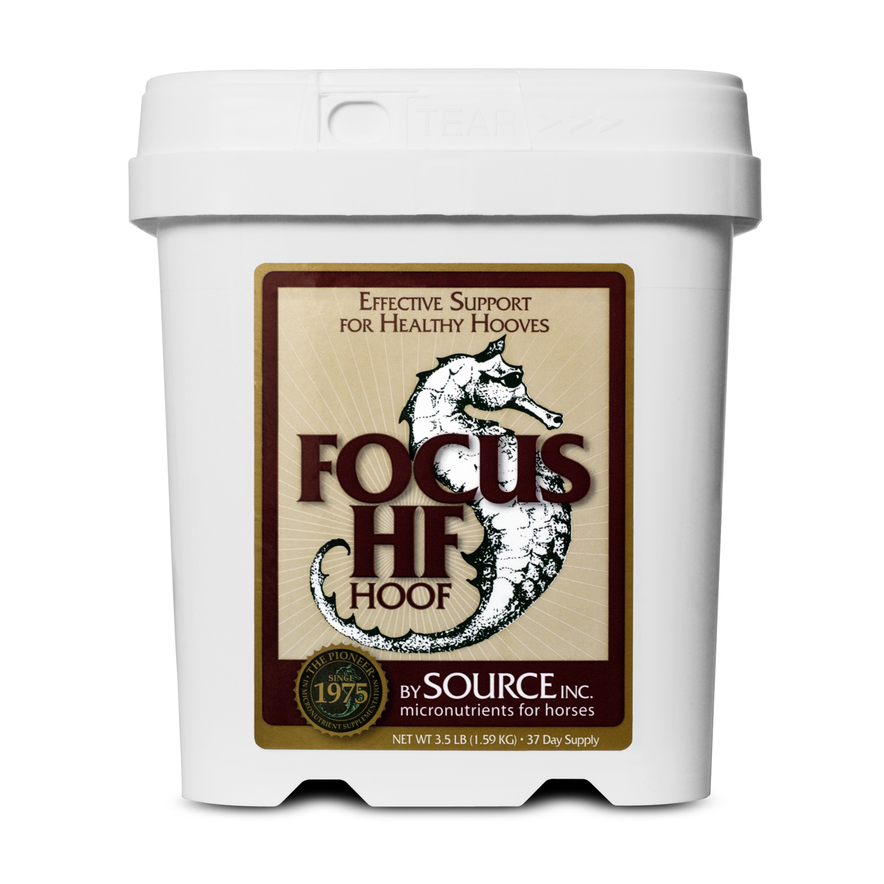 SOURCE FOCUS HF Hoof 3.5 lb container of seaweed-based hoof supplement for horses