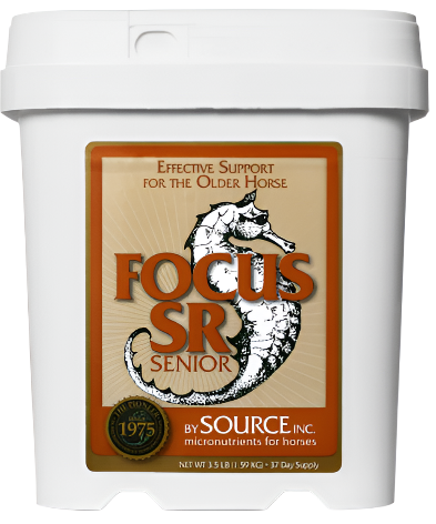Source FOCUS SR Senior horse supplement 3.5 lb bucket front label