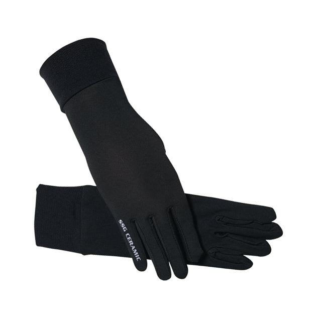 5900 SSG Ceramic glove liners in black with extended ribbed cuffs