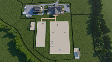 Aerial top-down equestrian master site plan rendering by Sustainable Stables