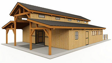 High Plains horse barn front perspective rendering by Sustainable Stables