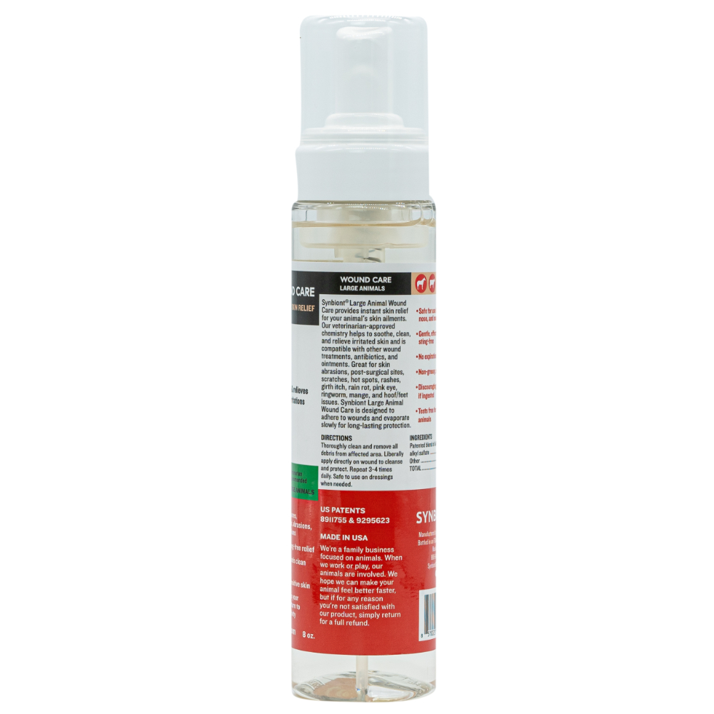 Synbiont Wound Wash small animal bottle front label showing fragrance-free, dye-free cleanser