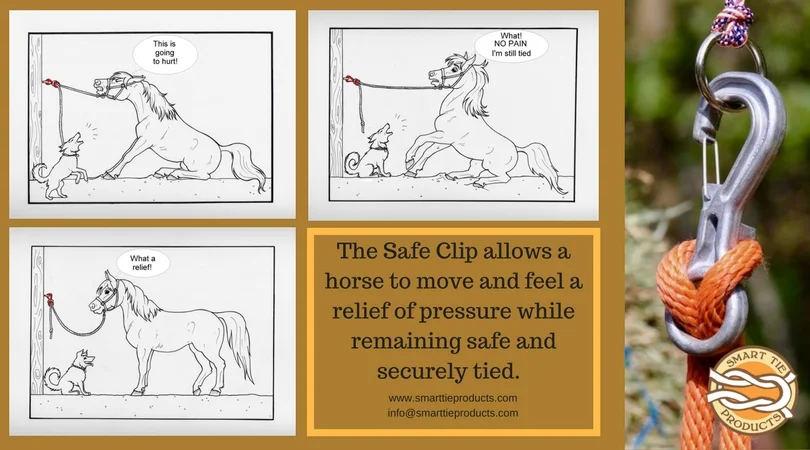 The Safe Clip by Smart Tie die-cast aluminum horse tying device