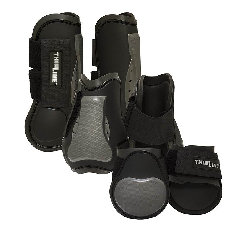 ThinLine breathable sport boots for horses shown as a three-boot set