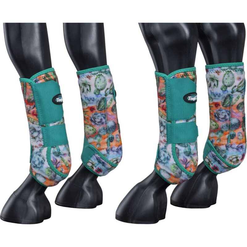 Tough®1 Extreme Vented Sport Boots rear boot in Cactus print showing Quick Grip closures