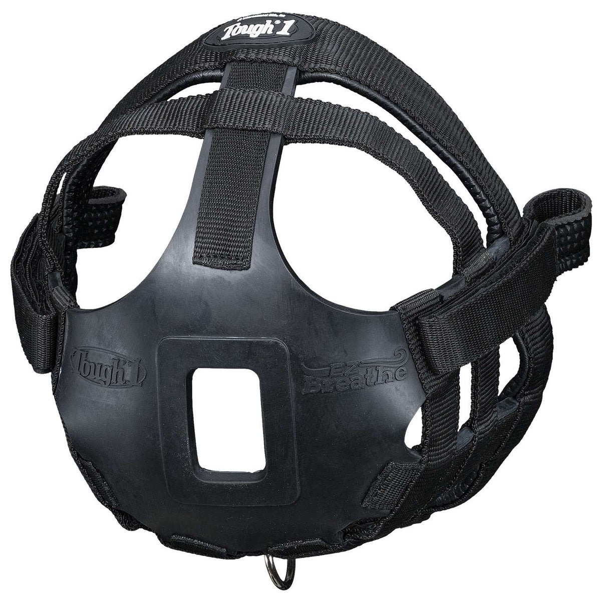Tough-1 Easy Breathe grazing muzzle showing the heavy rubber base with small grazing opening and large breathing holes