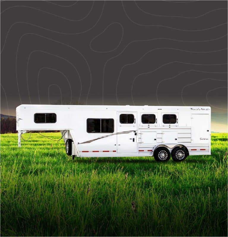 Trails West gooseneck horse trailer with steel frame and aluminum skin exterior