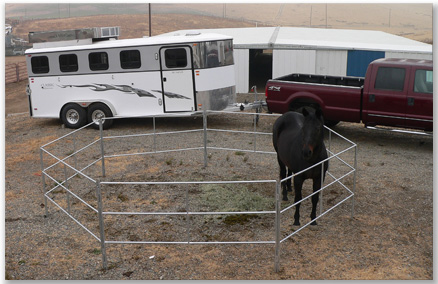 Travel N Corrals 16-foot by 16-foot portable horse corral with galvanized steel panels