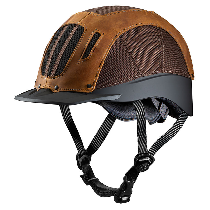 Troxel Sierra brown leather and nylon trail riding helmet