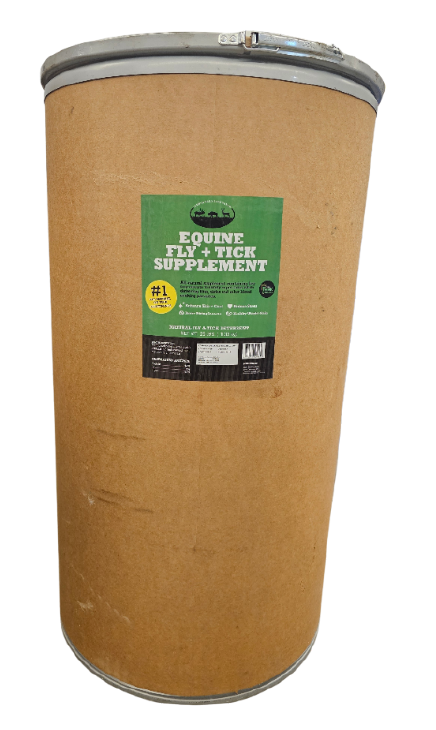Trust Think organic fly and tick supplement 250 lb bulk drum for farms