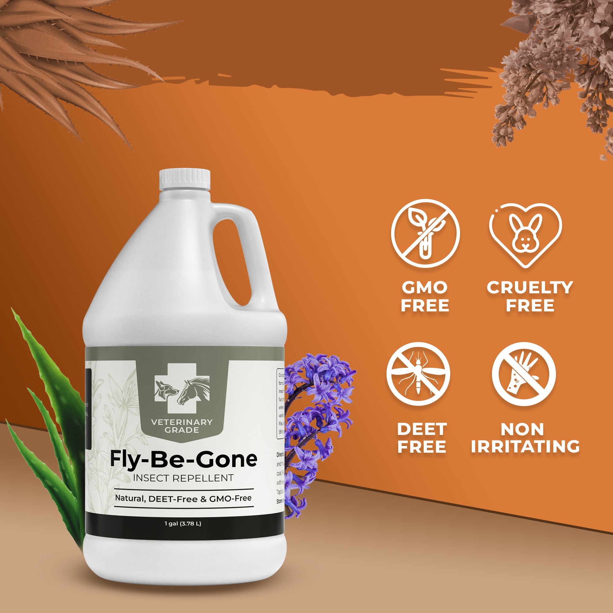 Veterinary Grade Fly-Be-Gone DEET-free natural insect repellent for horses and livestock