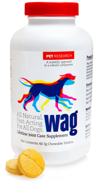 WAG Lifetime Joint Care promotional banner for dog joint supplement