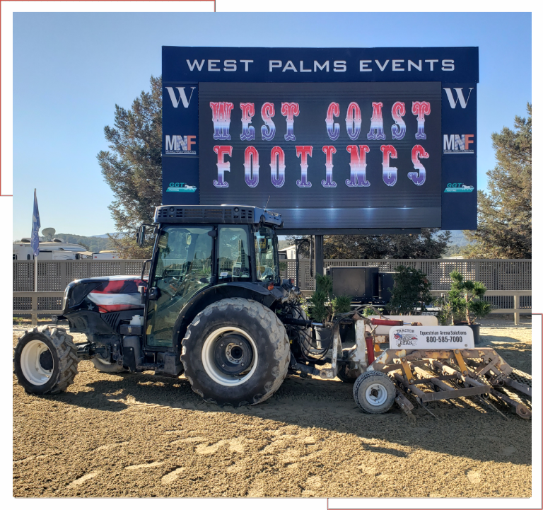 Tractor Dean West Coast Footings arena design and construction showcase