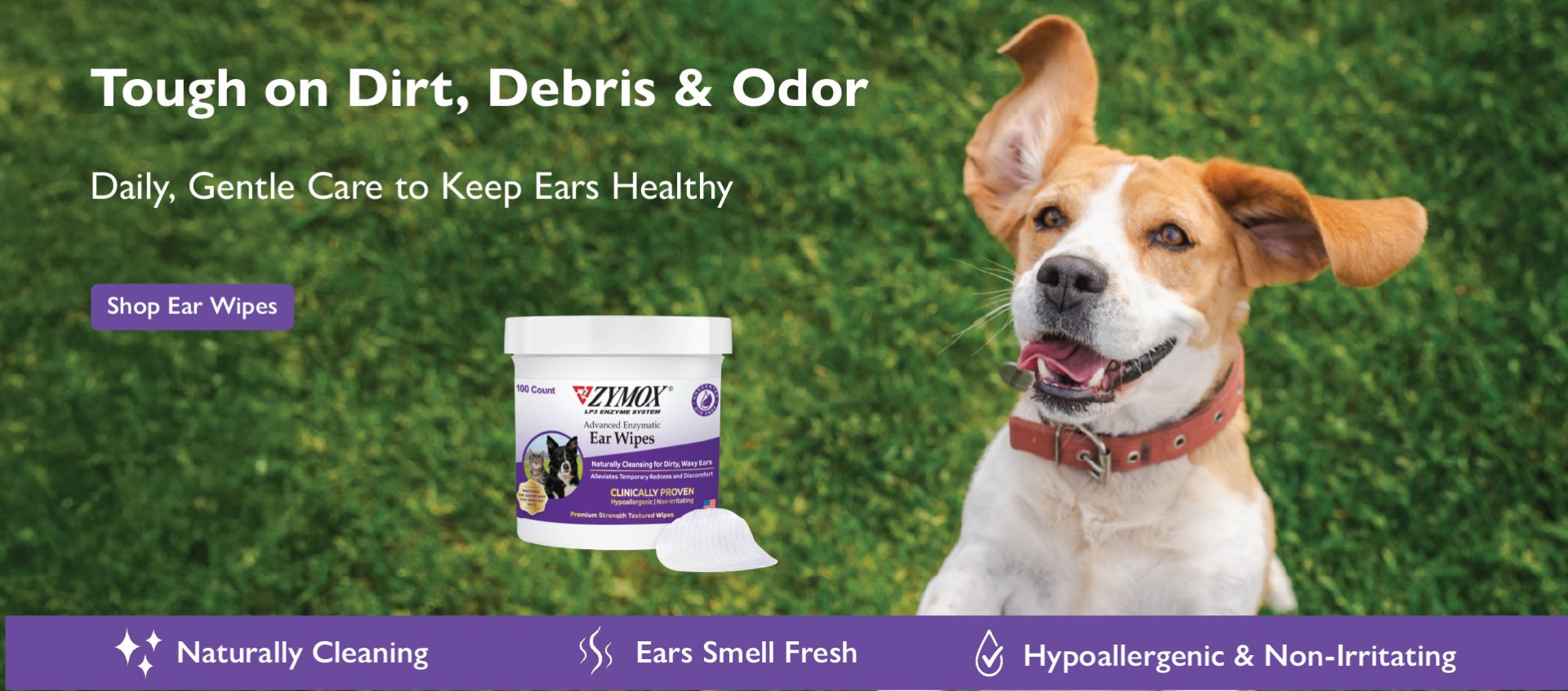 ZYMOX Advanced Enzymatic Ear Wipes for routine pet ear care