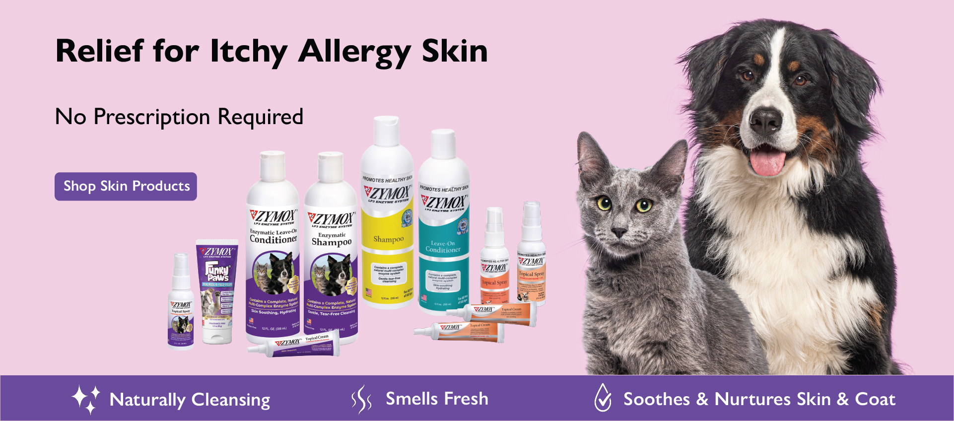 ZYMOX enzymatic skin care topical cream and spray for itchy irritated pet skin