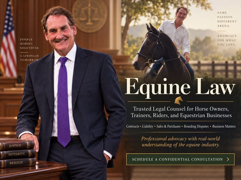Equine Law with Bing I. Bush, Jr.: trusted legal counsel for horse owners, trainers, riders and equestrian businesses