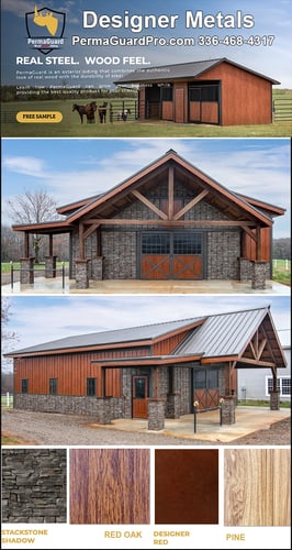 Designer Metals — Barn Siding — Barn Accessories (Designer Metals offers the beauty, look and feel of WOOD but with the strength…)
