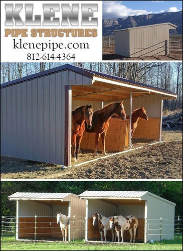 Horse Shelters by Klene Pipe Structures — Barn Accessories (Both offer durable comfort and protection from wind, rain, sun, snow and the…)