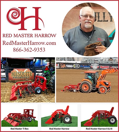 Red Master Harrow — Barns (Floyd is passionate about horses and is an experienced team roper)