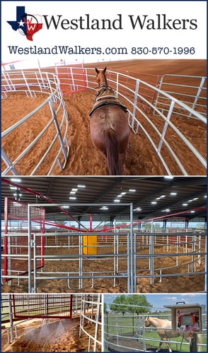 Westland Walkers For Horses — Barns (Westland Walkers is the ONLY Horse Walker with an Auto-Watering System For Dust…)