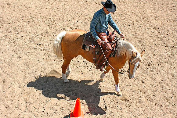 Using a cone as a frame of reference to establish the bend.