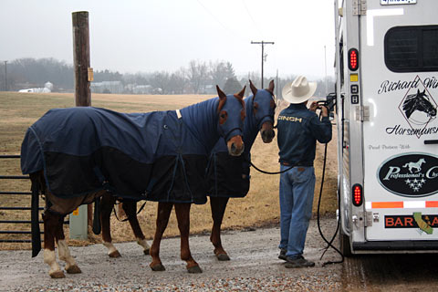 Tied  Heading out for another day of driving somewhere in Missouri.