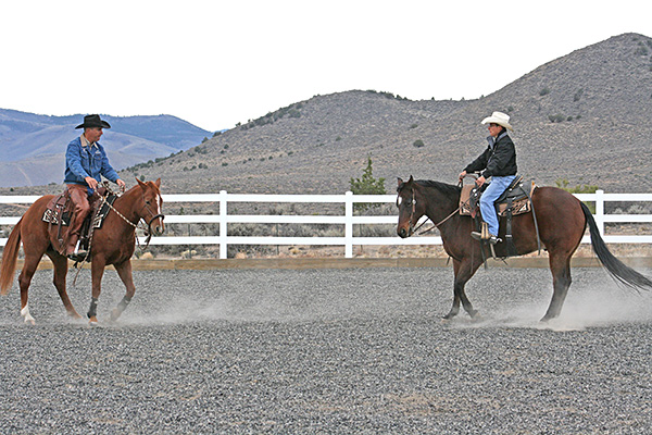 I am mirroring my riding partner in a right hand turn.