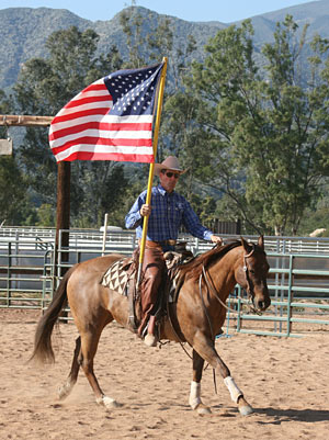 Practicing with flag.