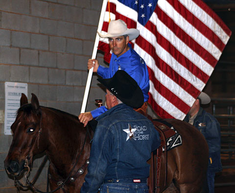 Carrying the American Flag for National Anthem